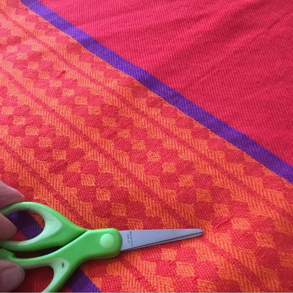 TAG Textiles Tablecloth 68 x 101” Red Orange Purple India Cotton Woven Trade VTG